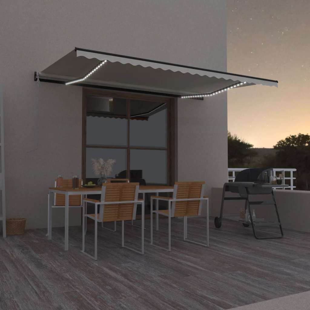 vidaXL Toldo automático con LED sensor de viento crema 500x350 cm