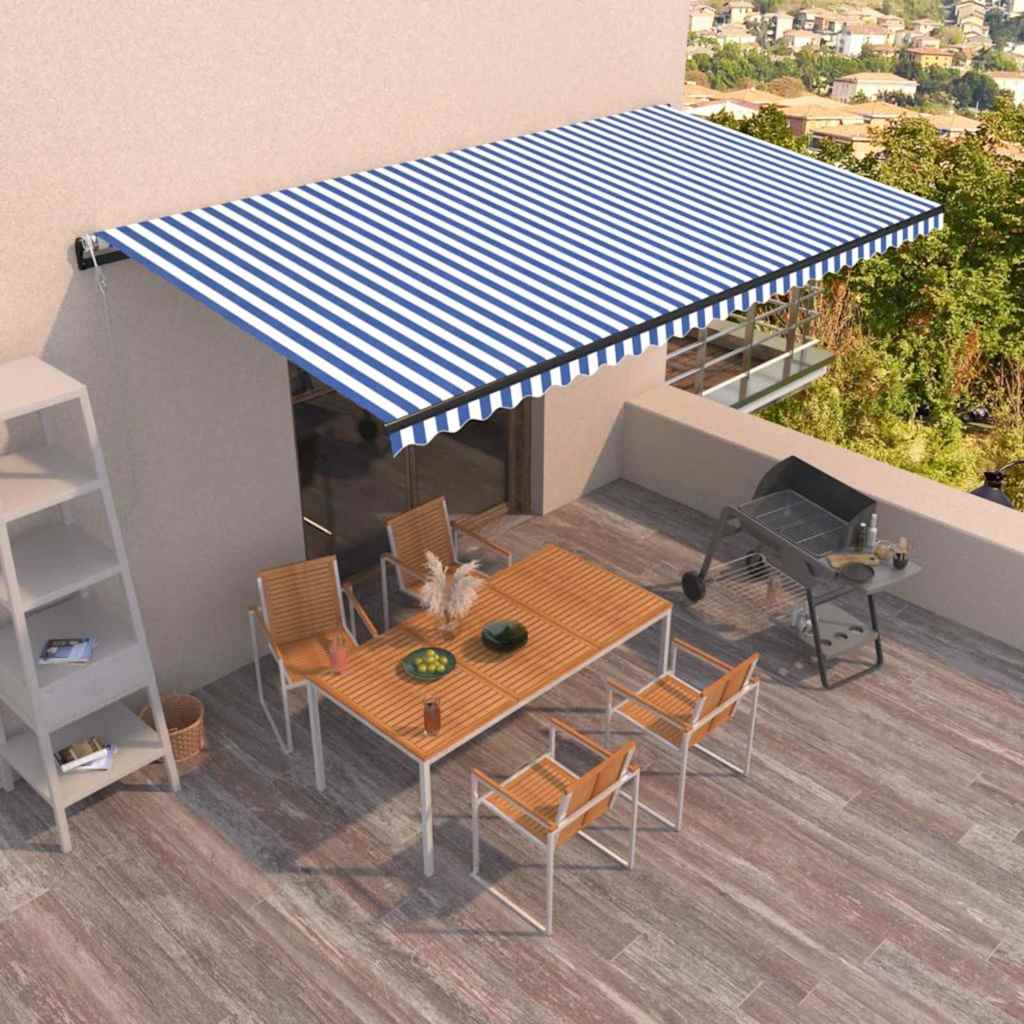 vidaXL Toldo automático retráctil azul y blanco 600x350 cm