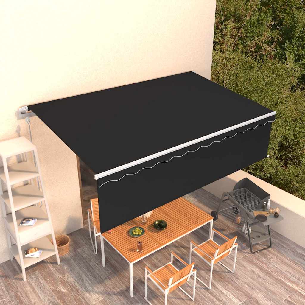 vidaXL Toldo retráctil manual con persiana gris antracita 5x3 m