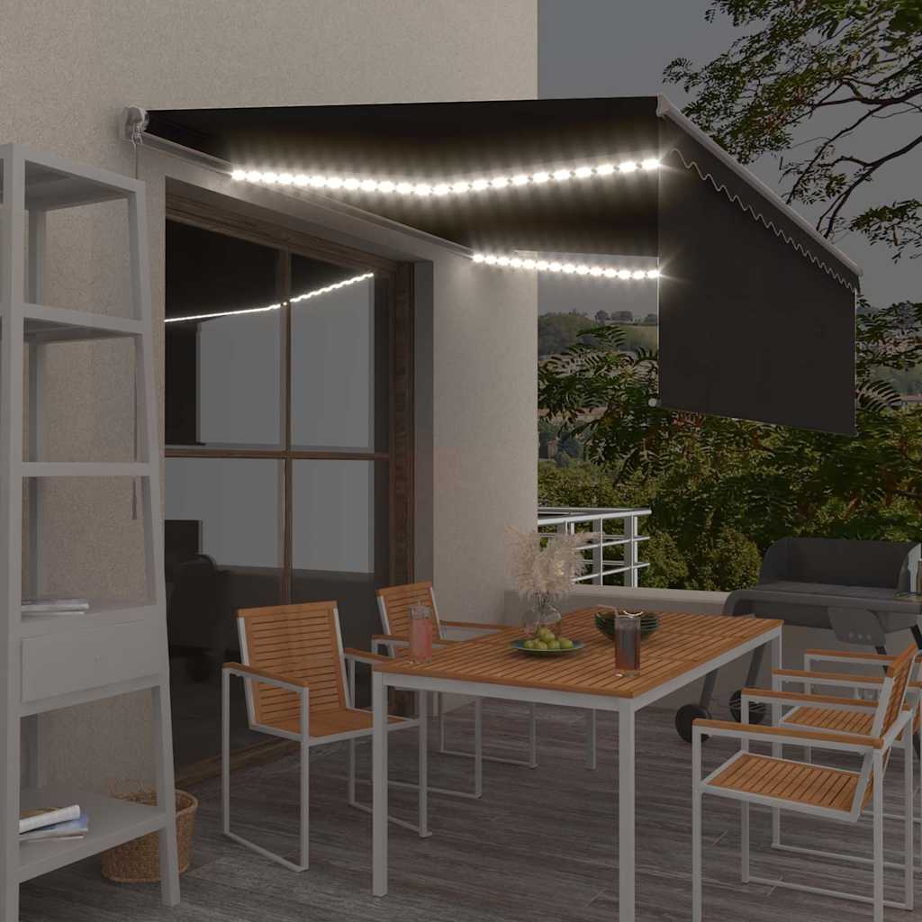 vidaXL Toldo retráctil manual con persiana y LED antracita 4,5x3 m