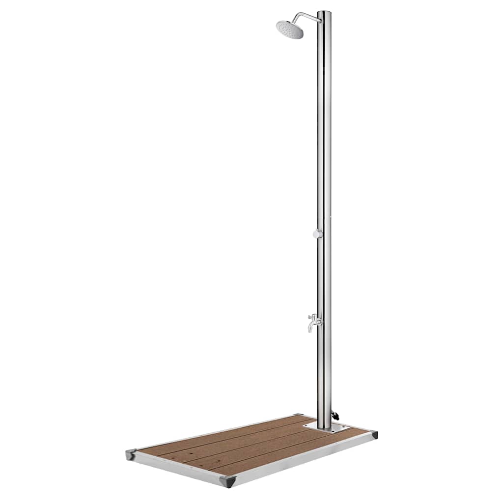 vidaXL Ducha de jardín con base marrón 220 cm acero inoxidable