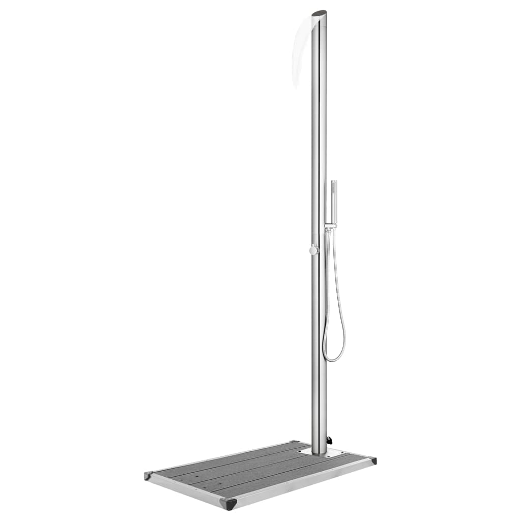 vidaXL Ducha de jardín con base gris 225 cm acero inoxidable