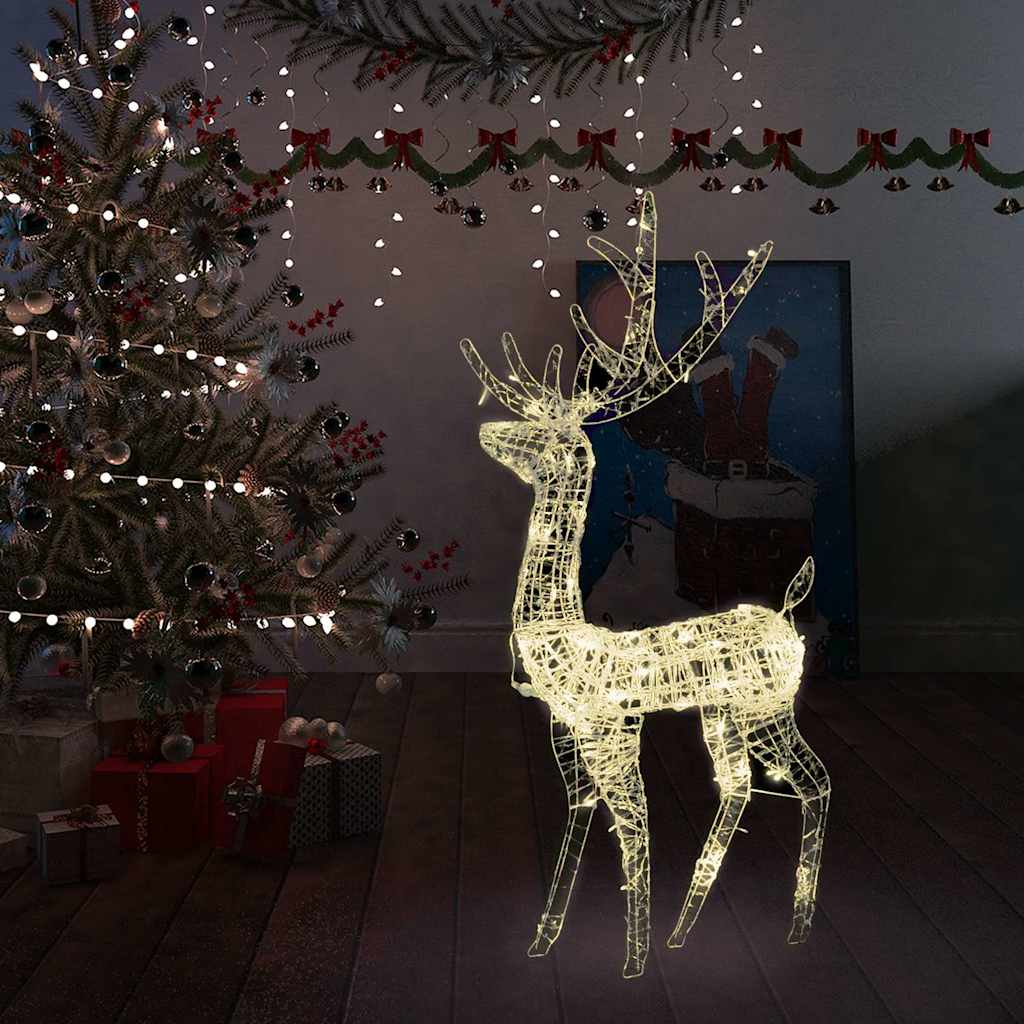 vidaXL Adorno reno de Navidad acrílico blanco cálido 140 LEDs 128 cm