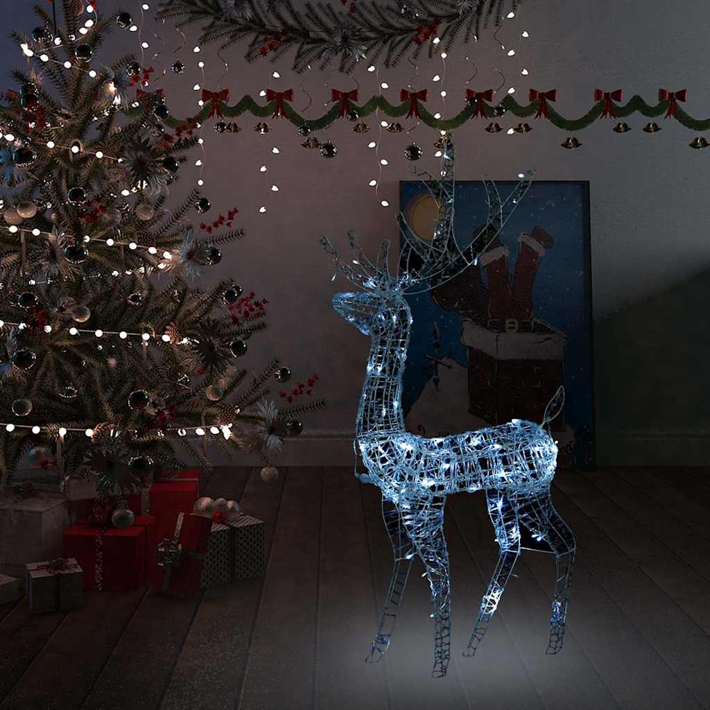 vidaXL Adorno reno de Navidad acrílico blanco frío 140 LEDs 128 cm