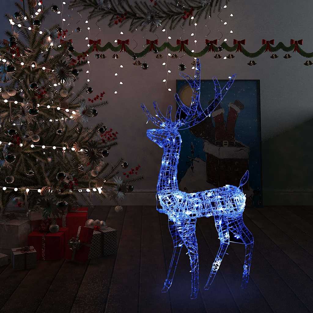 vidaXL Adorno de reno de Navidad acrílico azul 140 LEDs 128 cm