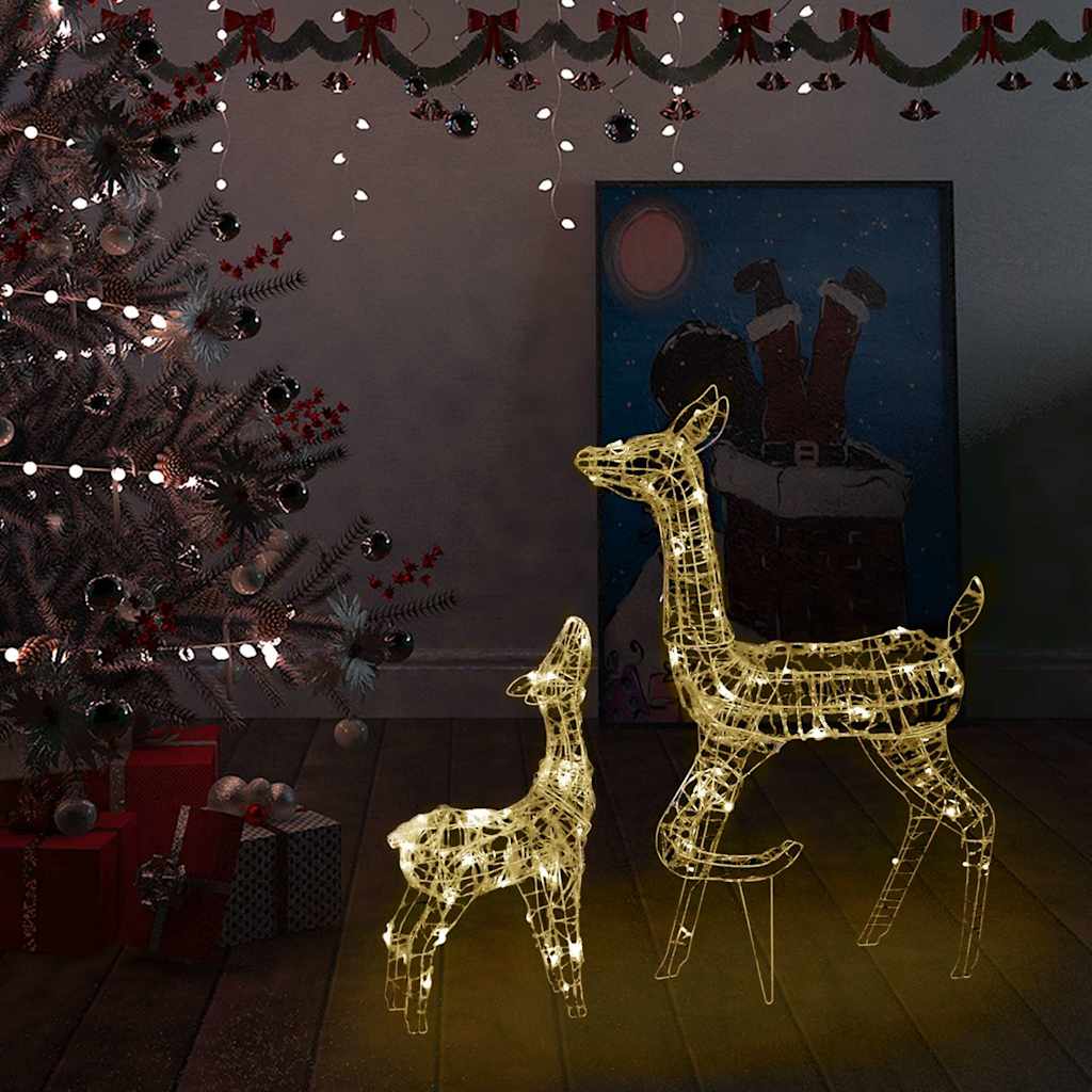 vidaXL Familia de renos de Navidad acrílico blanco cálido 160 LEDs