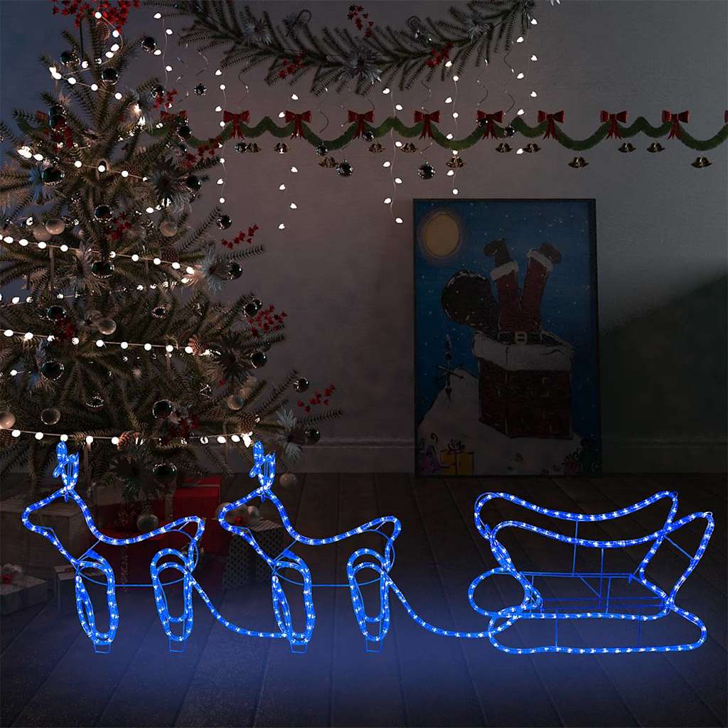 vidaXL Decoración navideña para jardín renos y trineo 576 LEDs