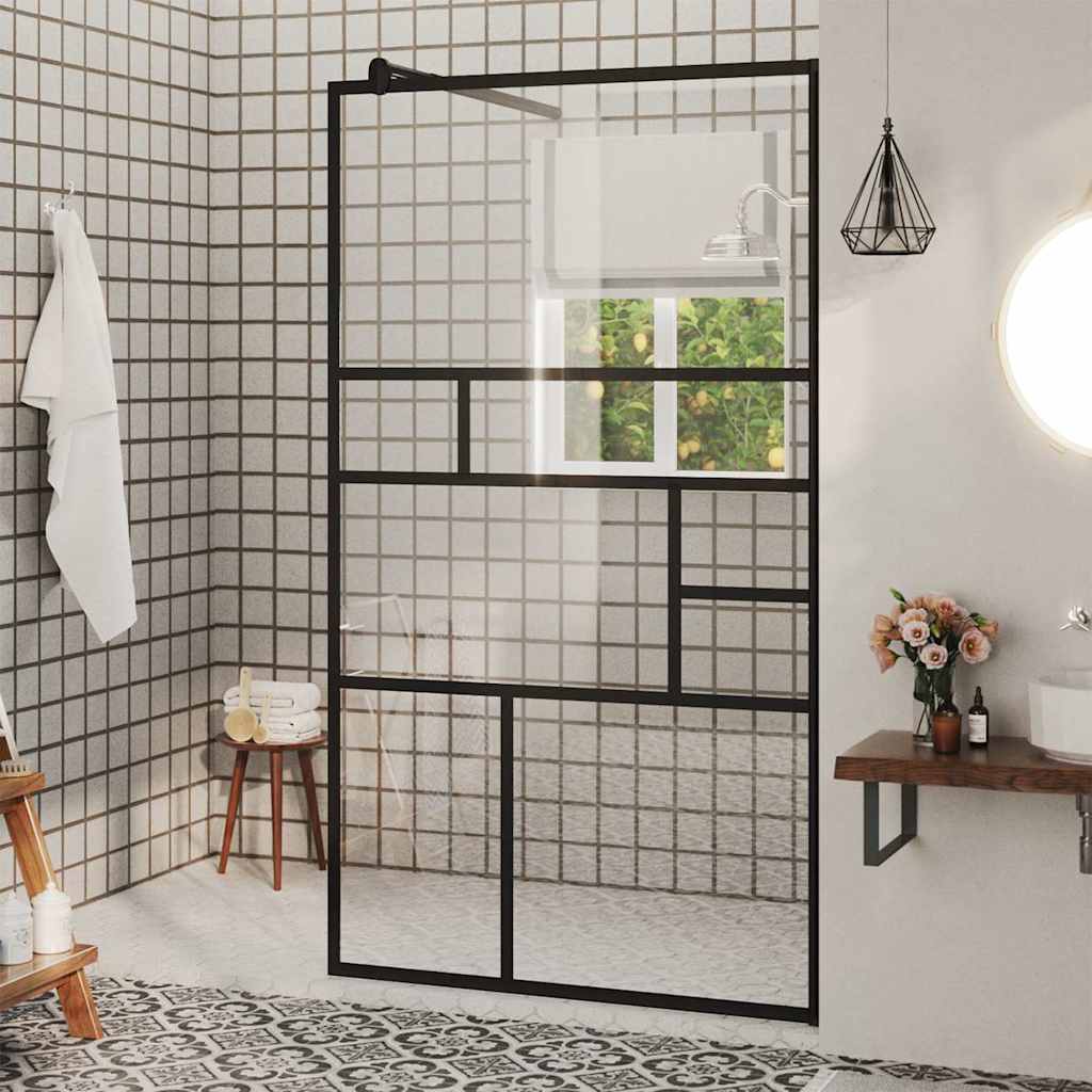 vidaXL Mampara ducha accesible vidrio ESG transparente negro 90x195 cm