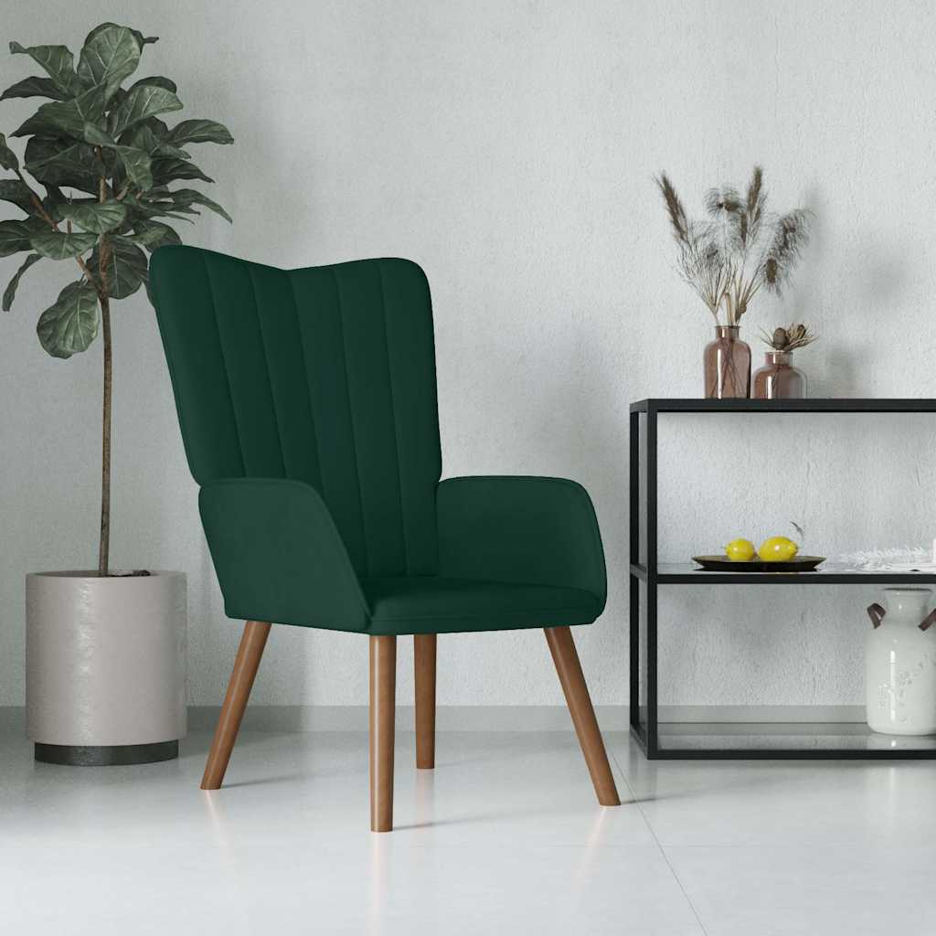 vidaXL Silla de relajación de terciopelo verde oscuro
