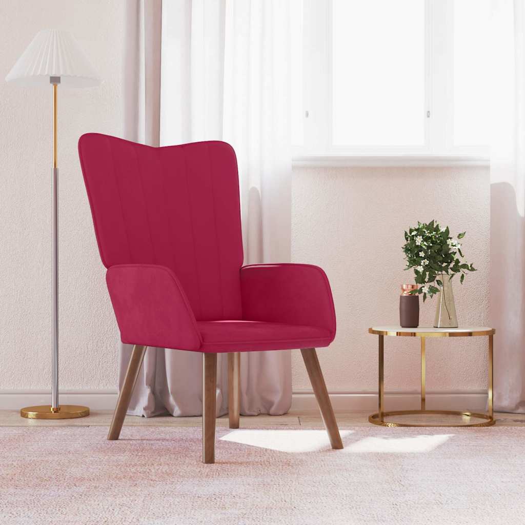 vidaXL Sillón de relax de terciopelo rojo vino tinto