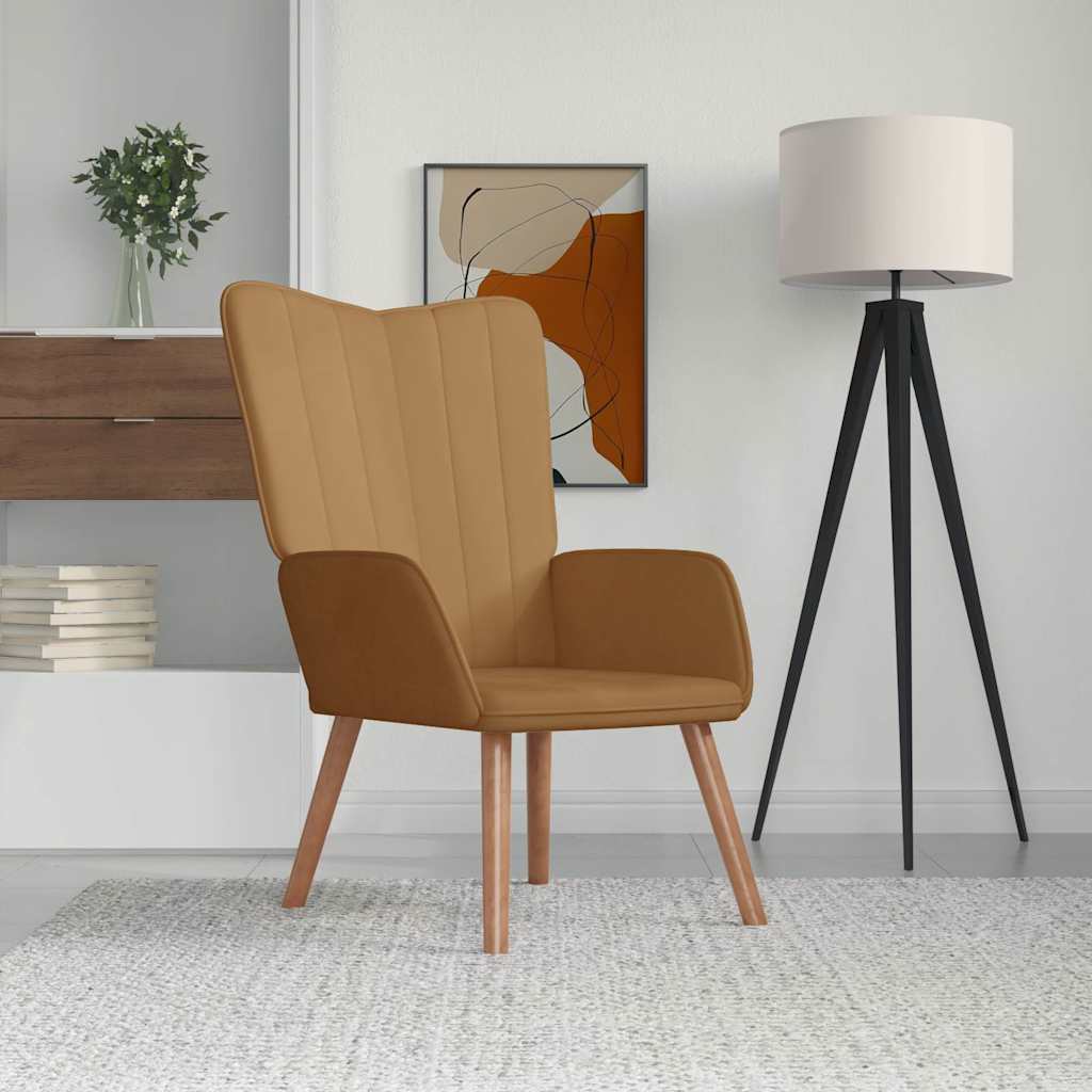 vidaXL Sillón de relax de terciopelo marrón