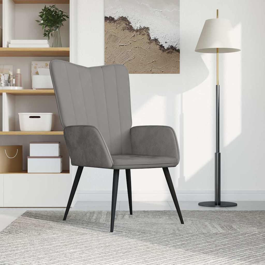 vidaXL Sillón de relax de terciopelo gris claro