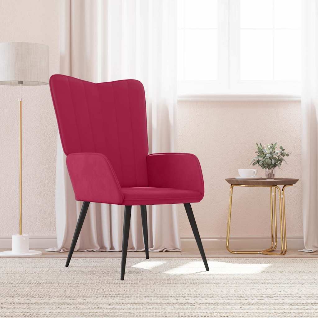 vidaXL Sillón de relax de terciopelo rojo vino tinto