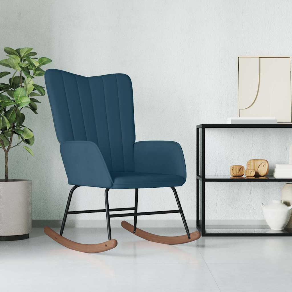 vidaXL Silla mecedora de terciopelo azul