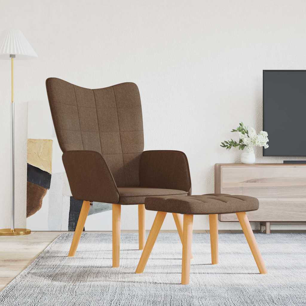 vidaXL Sillón de relax con reposapiés tela marrón