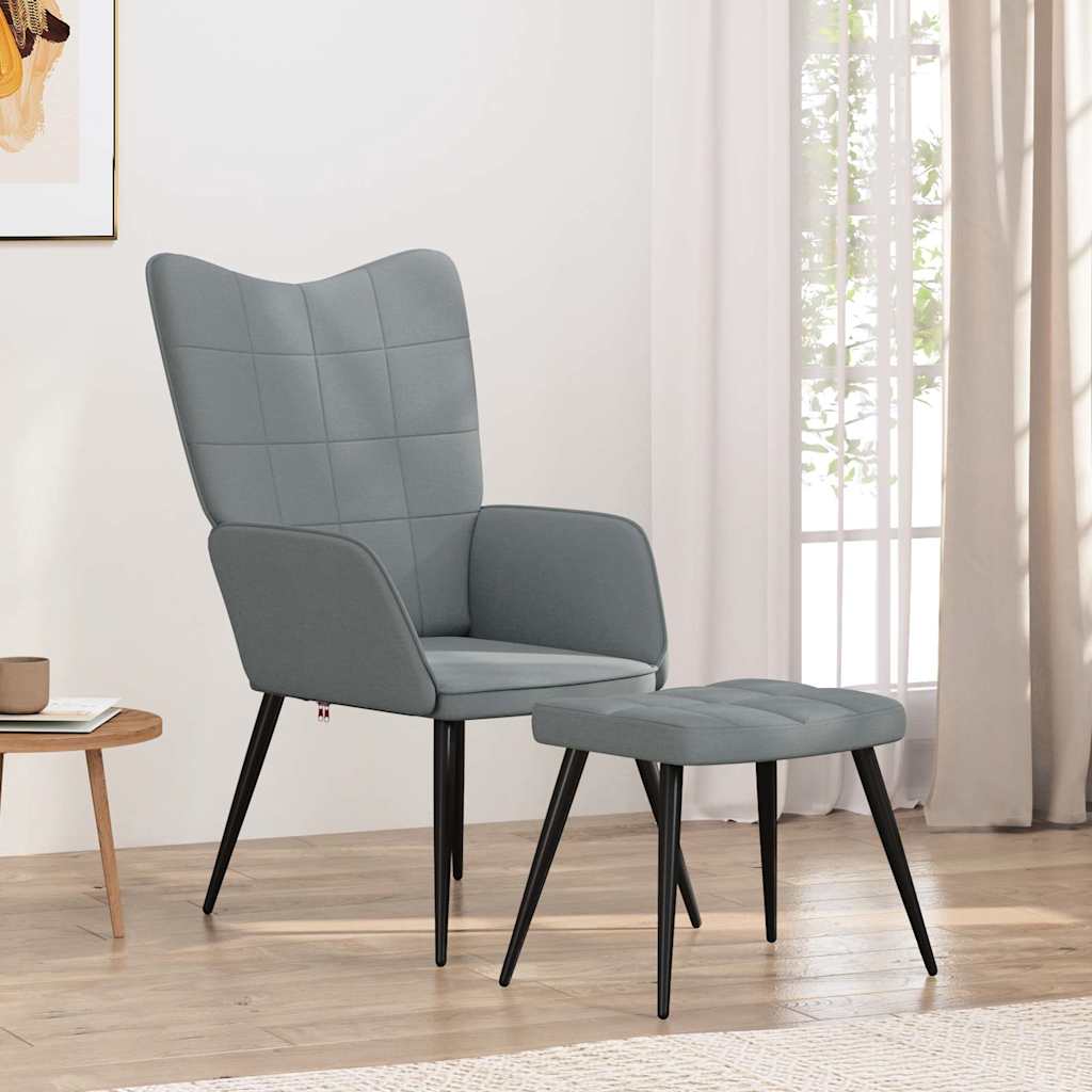 vidaXL Silla de relajación con reposapiés tela gris claro