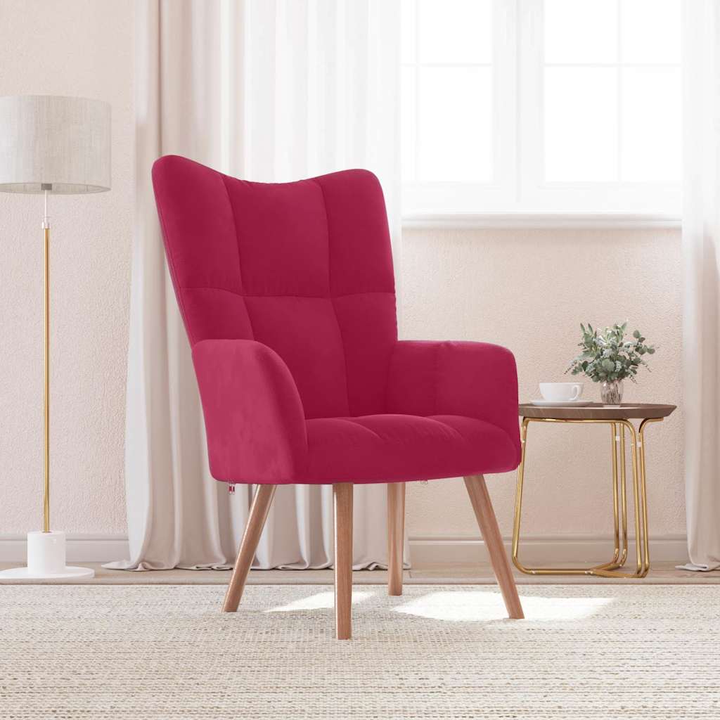 vidaXL Sillón de relax de terciopelo rojo vino tinto