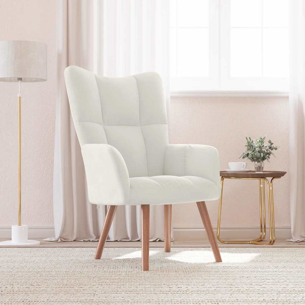 vidaXL Sillón de relax de terciopelo blanco crema