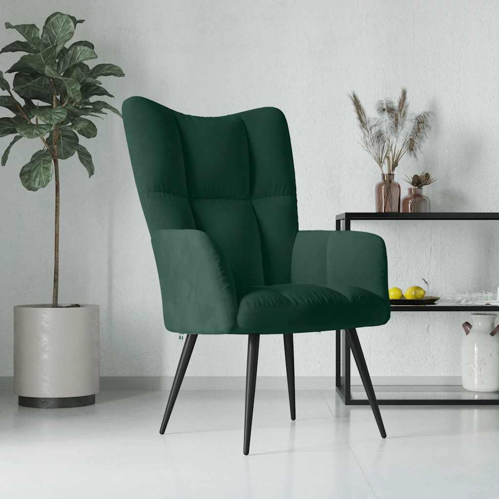 vidaXL Sillón de relax de terciopelo verde oscuro