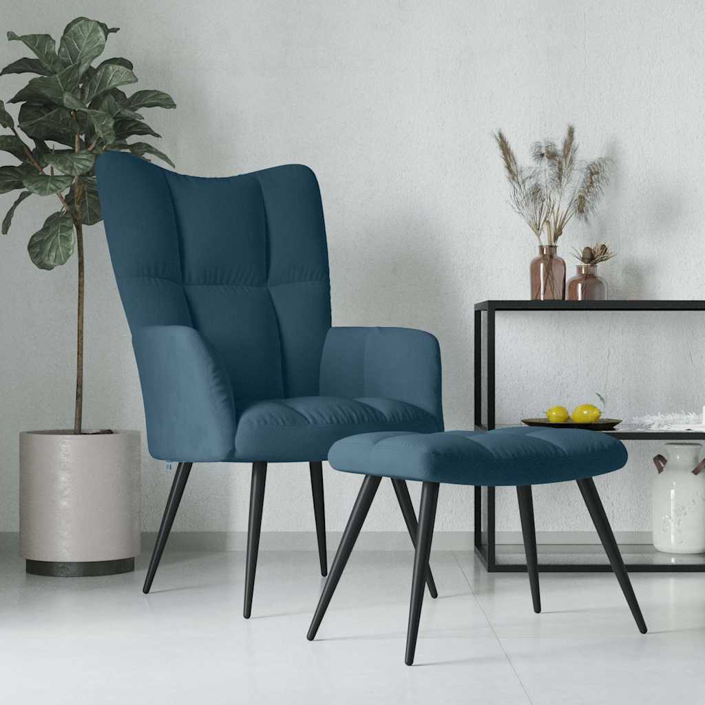 vidaXL Sillón de relax con taburete terciopelo azul
