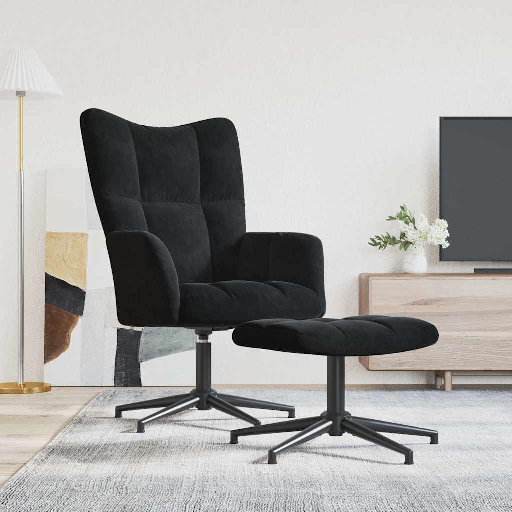 vidaXL Sillón de relax con taburete terciopelo negro