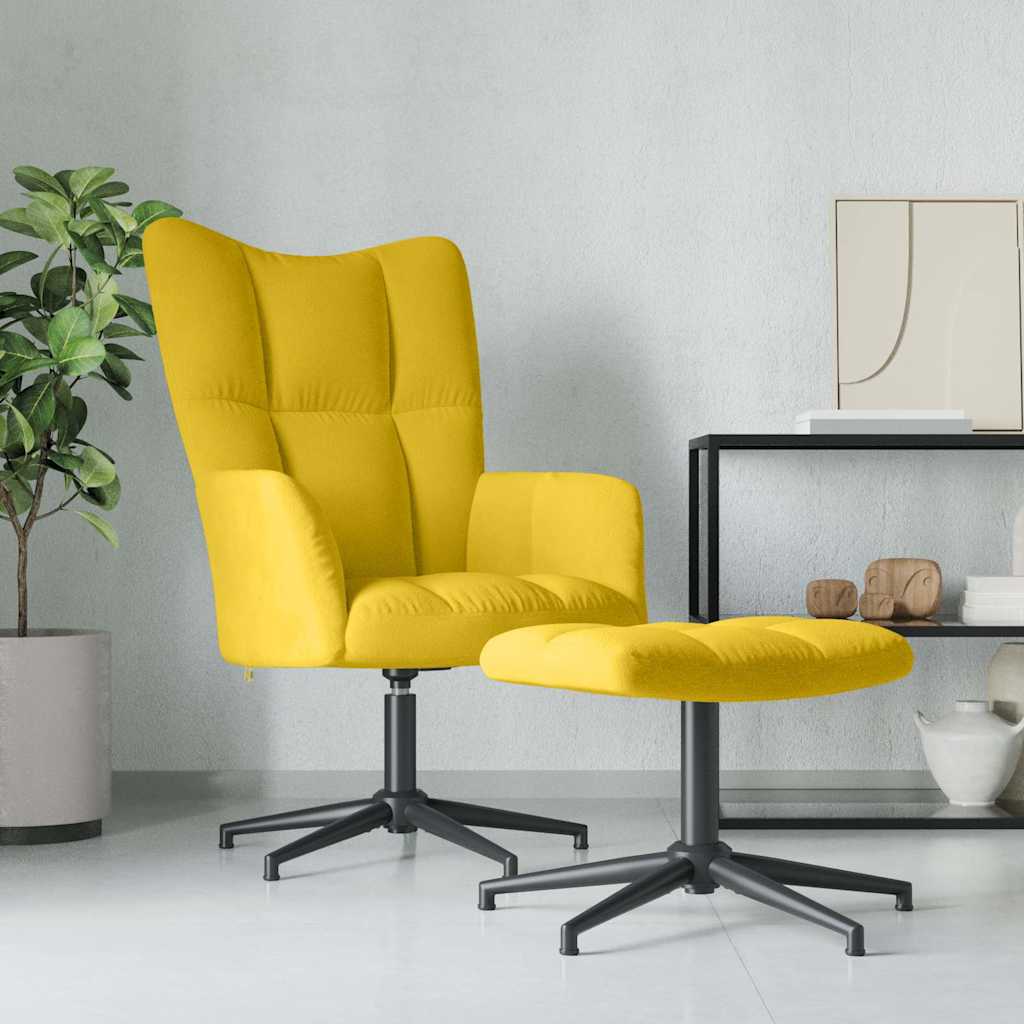 vidaXL Sillón de relax con taburete terciopelo amarillo mostaza