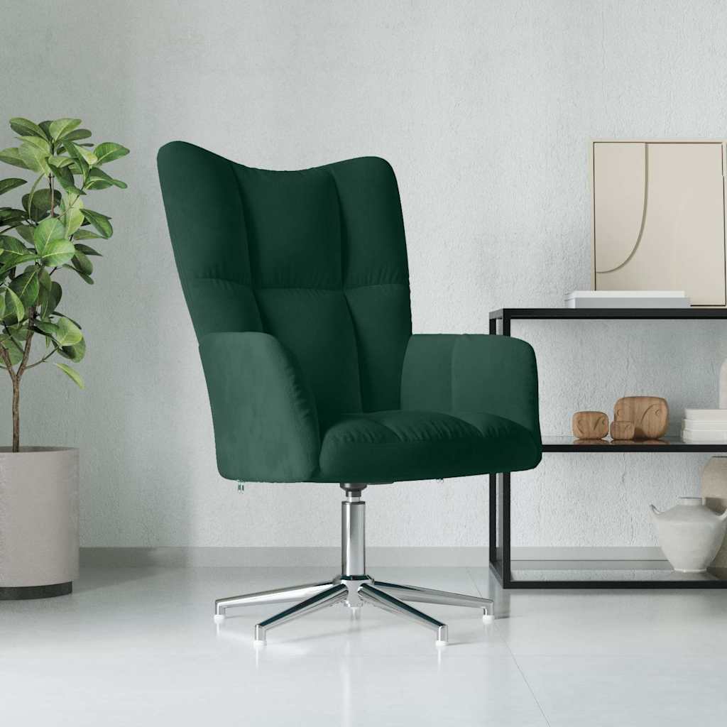 vidaXL Sillón de relax de terciopelo verde oscuro