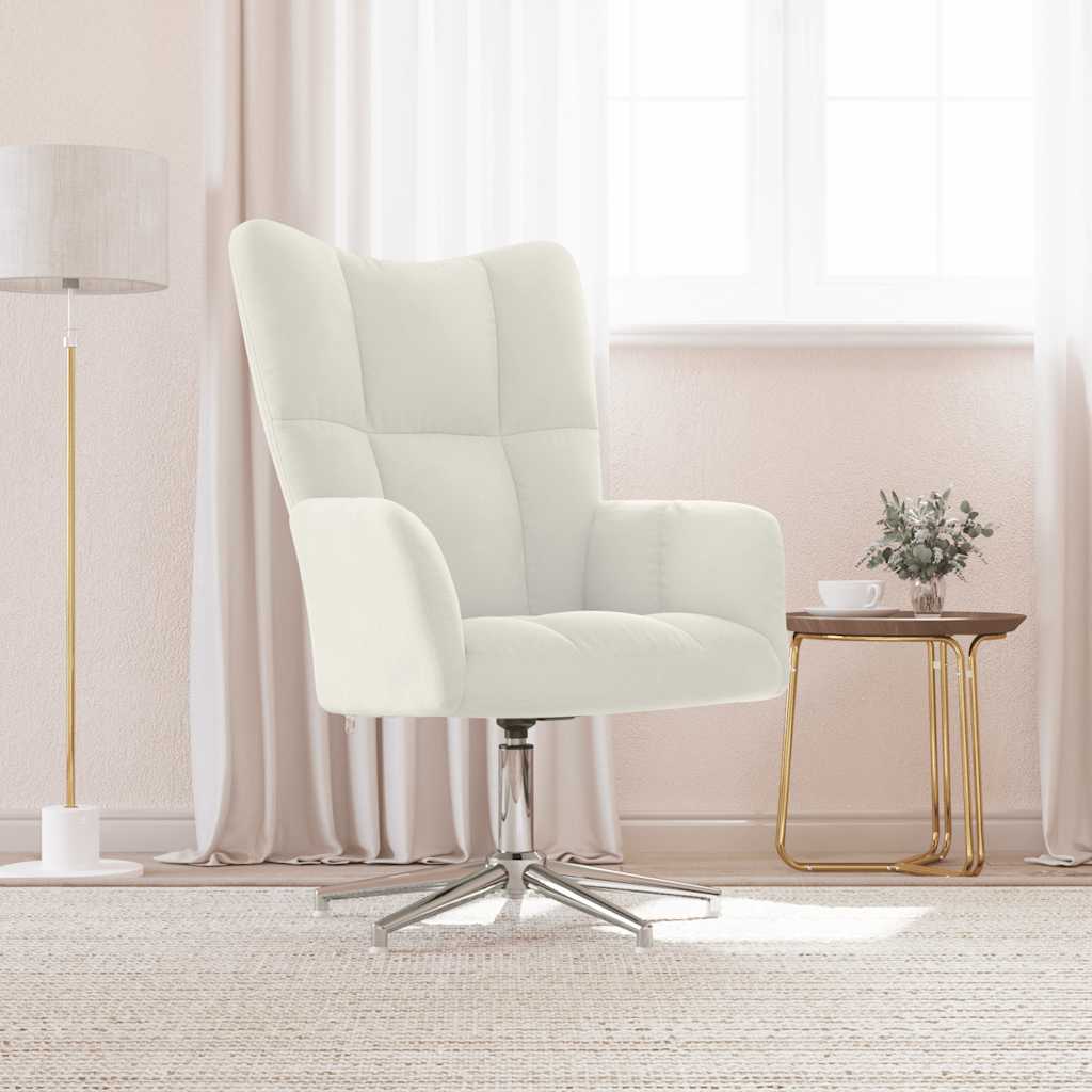 vidaXL Sillón de relax de terciopelo blanco crema