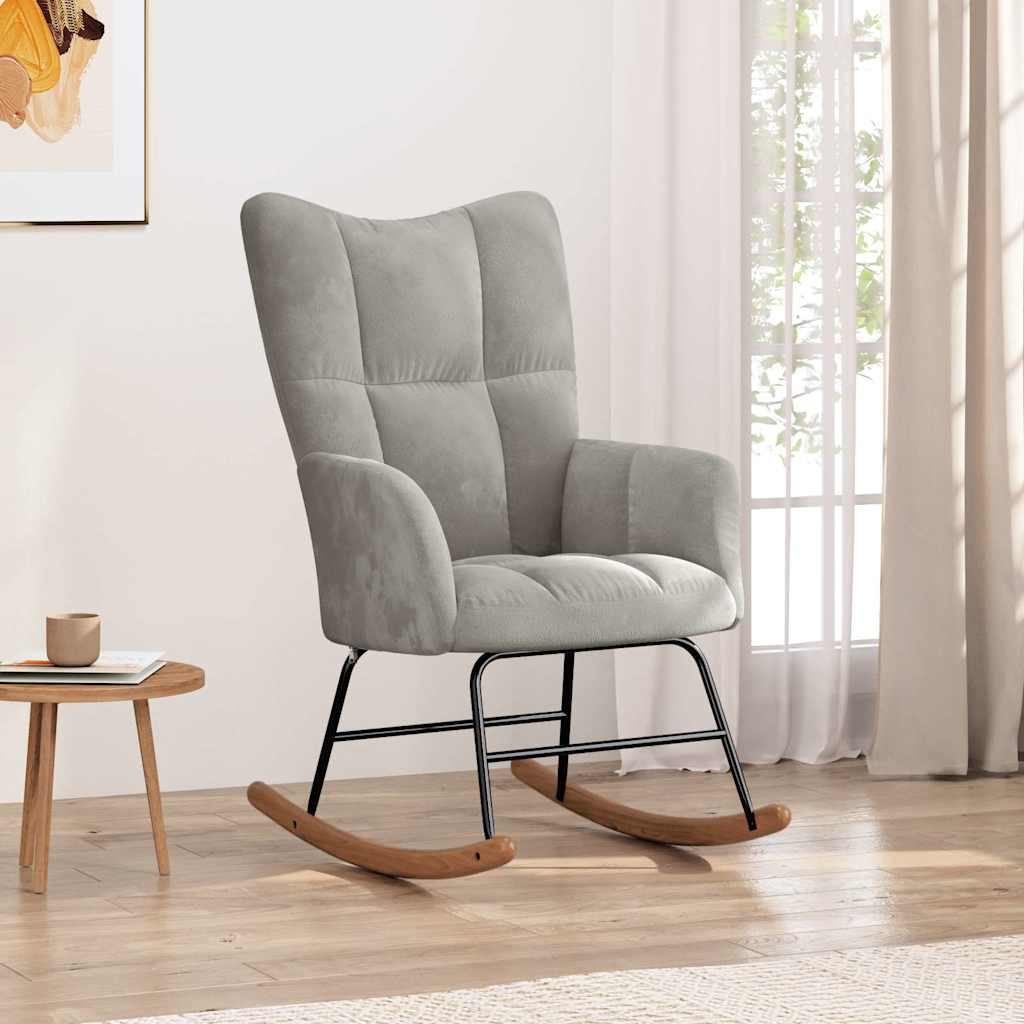vidaXL Silla mecedora de terciopelo gris claro