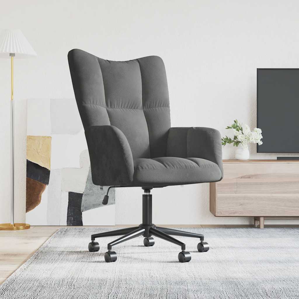vidaXL Sillón de relax de terciopelo gris oscuro