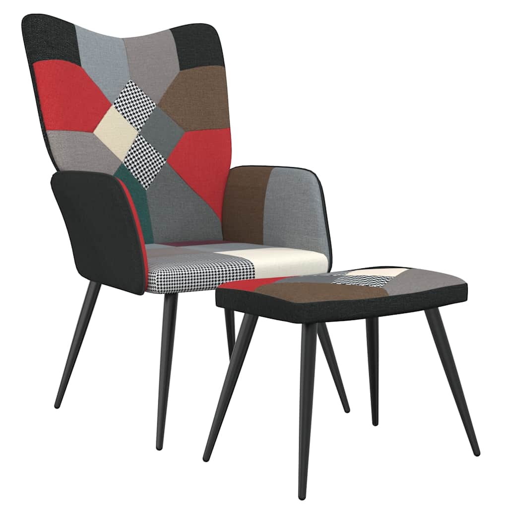 vidaXL Silla de relax con taburete tela patchwork