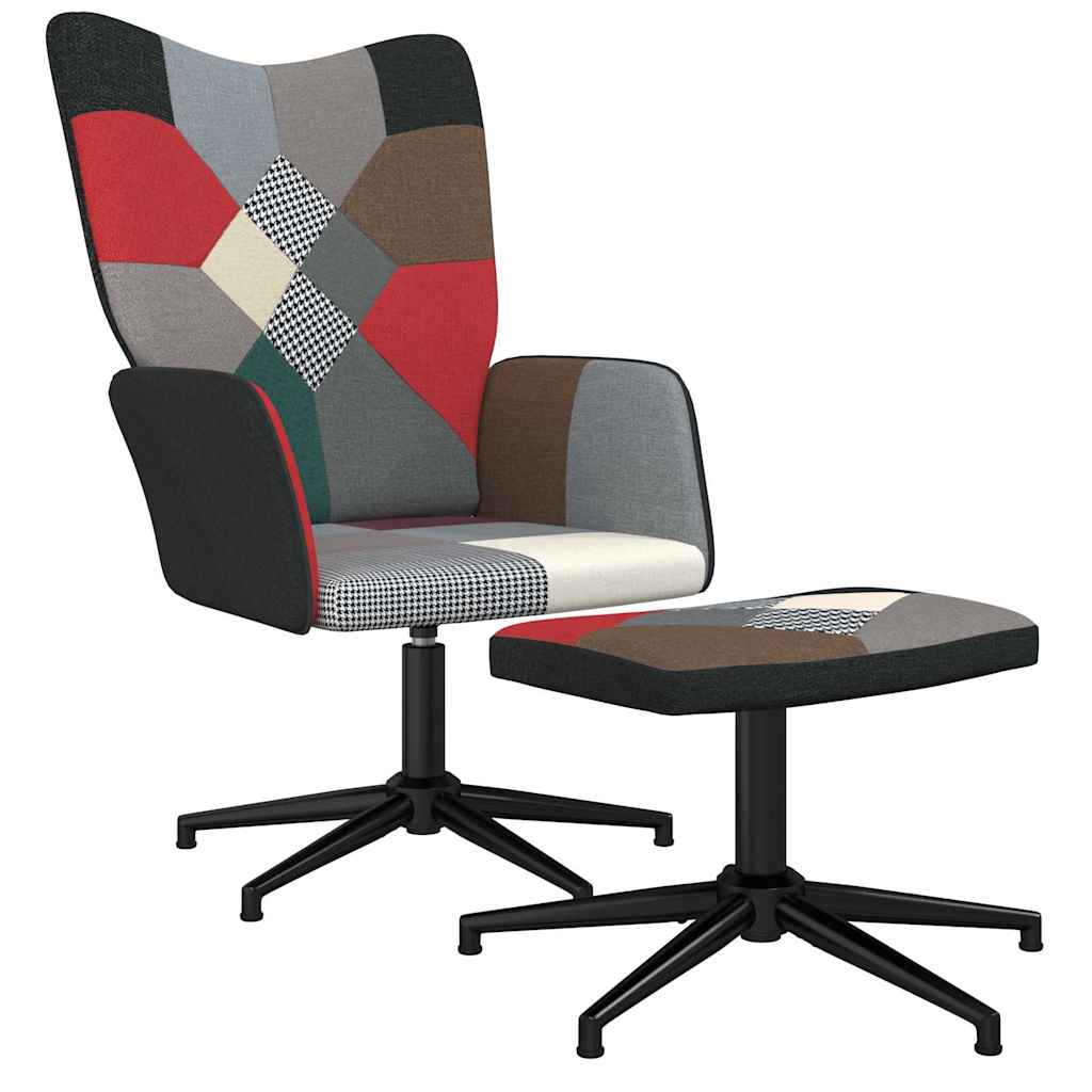 vidaXL Silla de relax con taburete tela patchwork