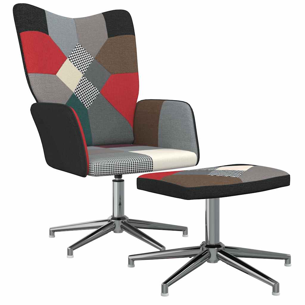 vidaXL Silla de relax con taburete tela patchwork