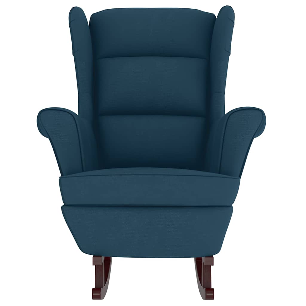 vidaXL Mecedora con respaldo alto de terciopelo azul y madera maciza
