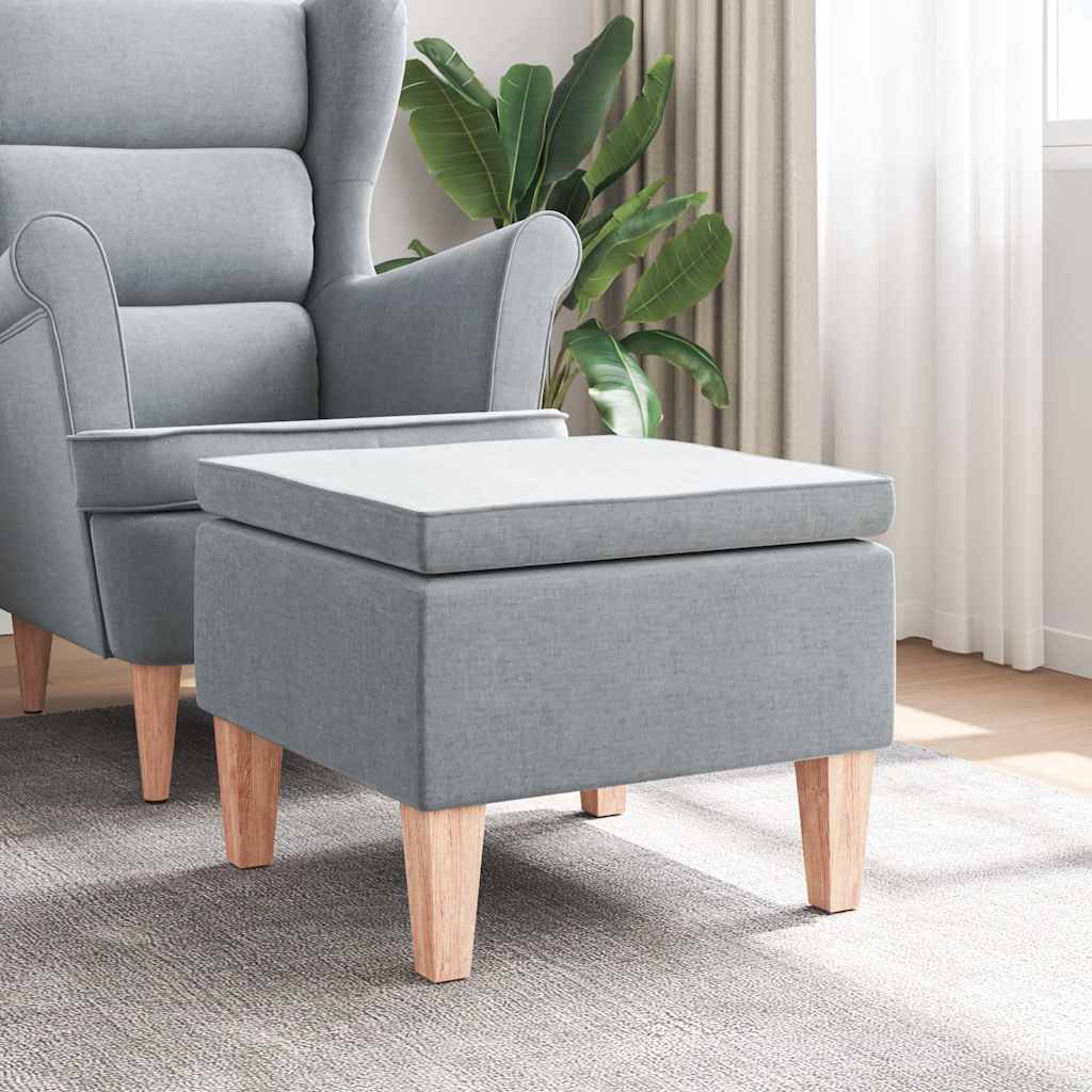 vidaXL Taburete con patas de madera tapizado tejido gris claro