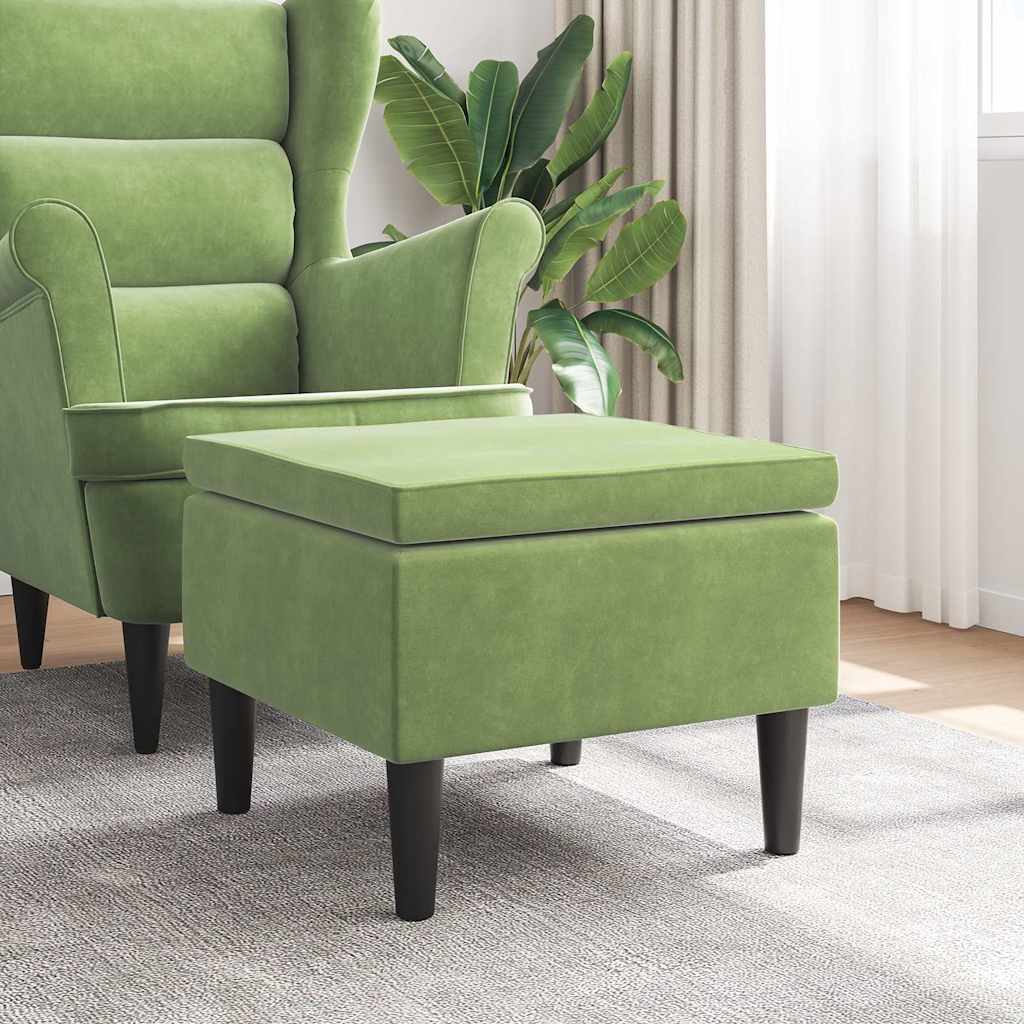 vidaXL Taburete con patas de madera terciopelo verde claro