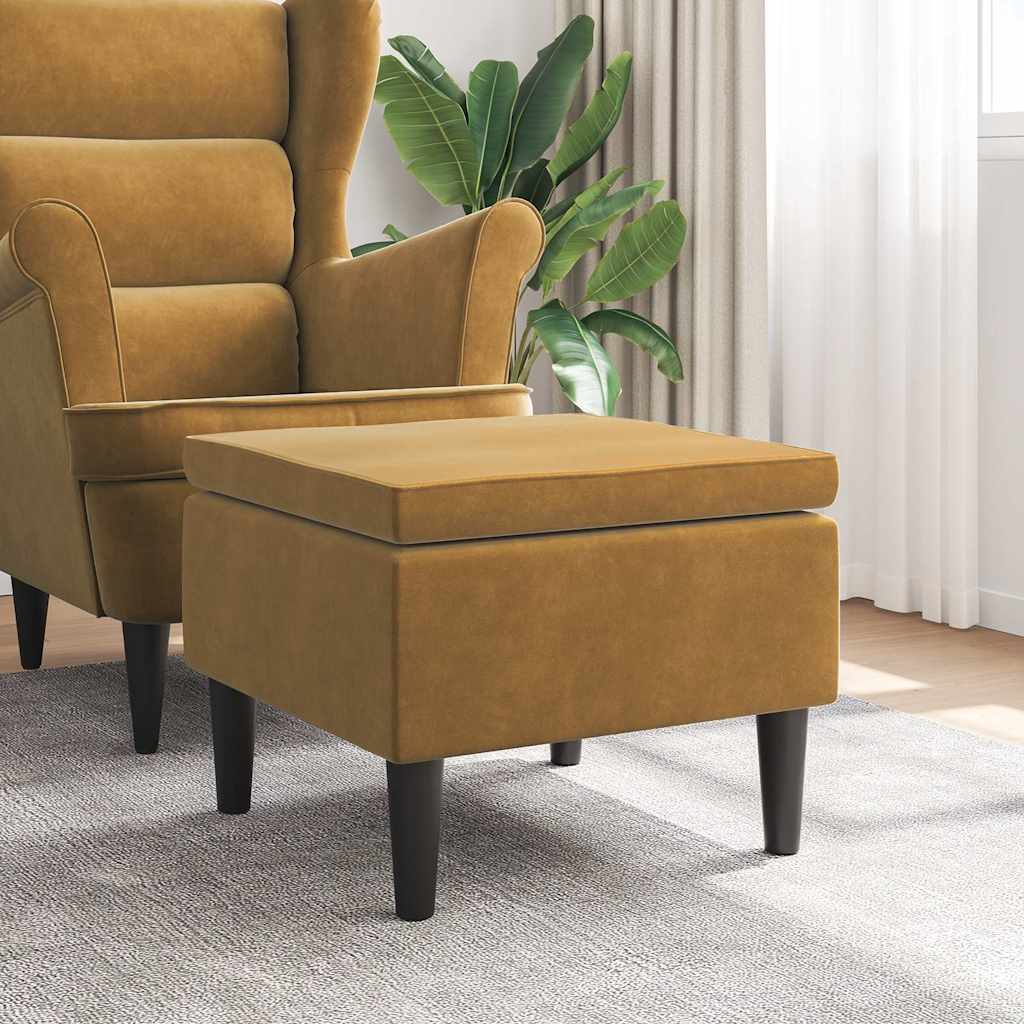 vidaXL Taburete con patas de madera terciopelo marrón