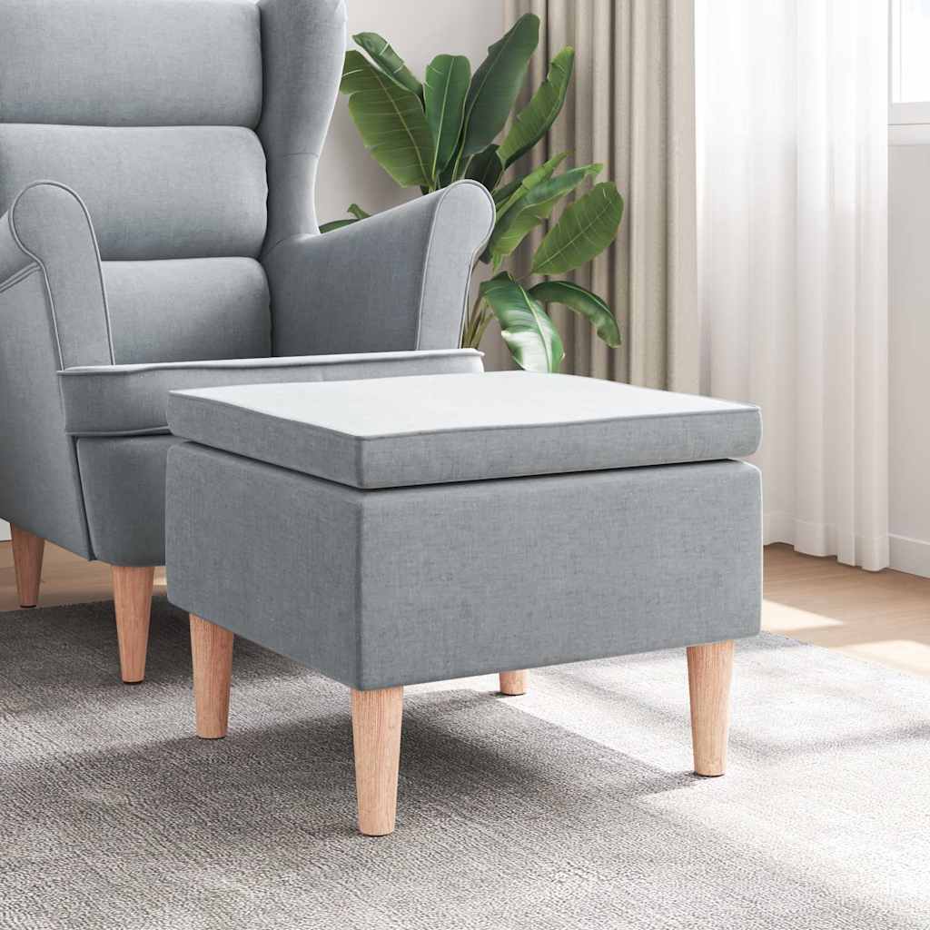 vidaXL Taburete con patas de madera tapizado tejido gris claro