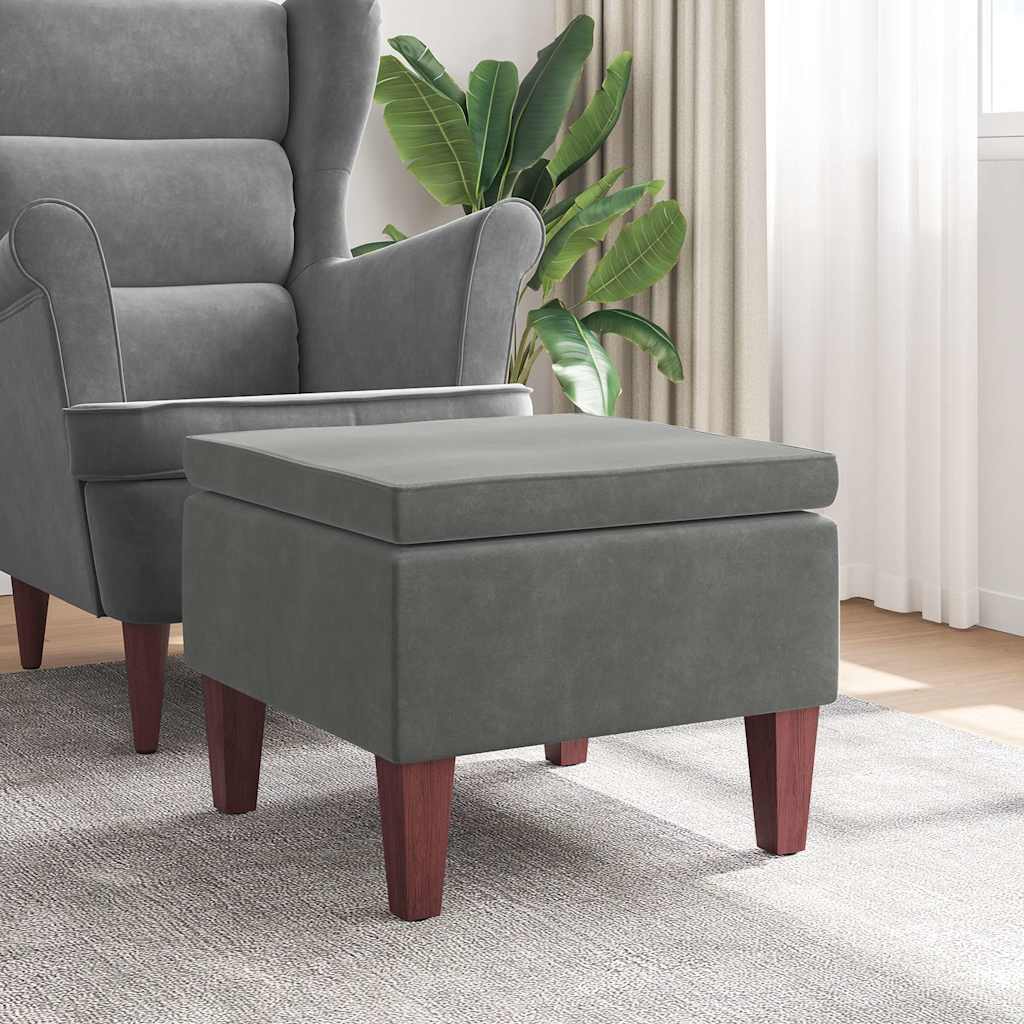 vidaXL Taburete con patas de madera terciopelo gris oscuro