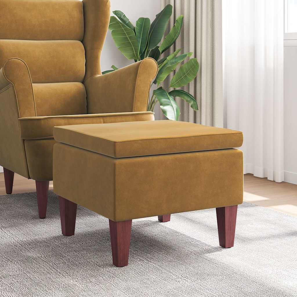 vidaXL Taburete con patas de madera terciopelo marrón