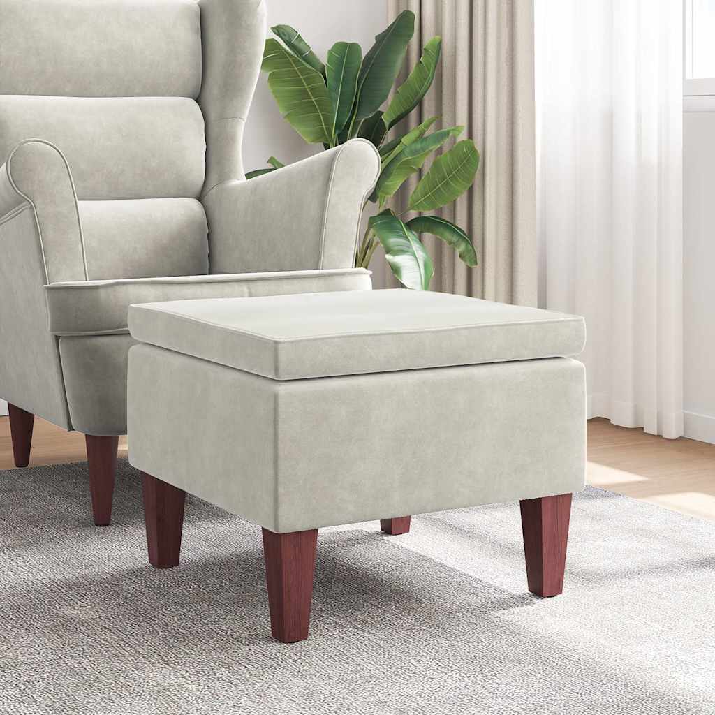 vidaXL Taburete con patas de madera terciopelo crema