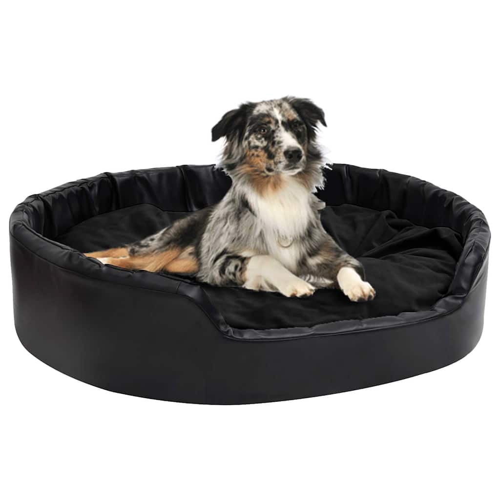 vidaXL Cama para perros felpa y cuero sintético negro 99x89x21 cm