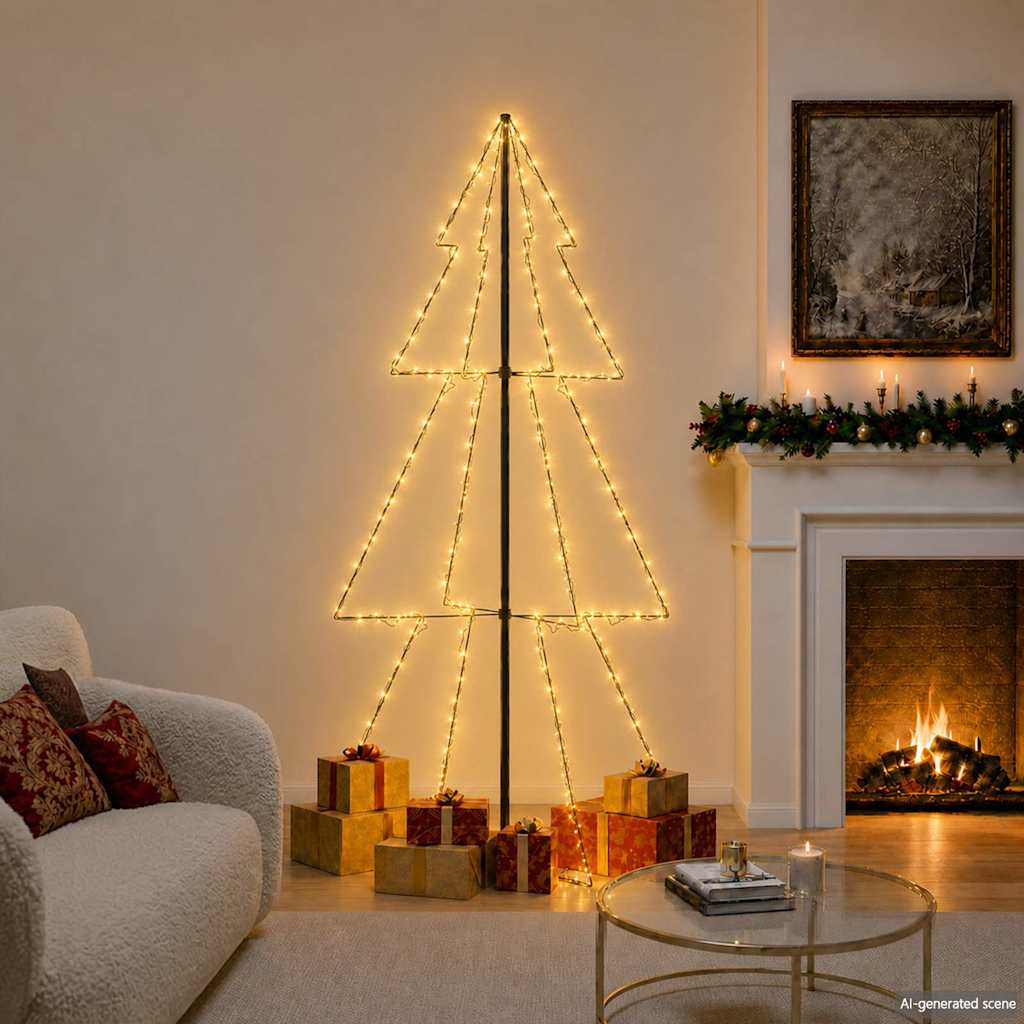vidaXL Árbol de Navidad 300 luces LED interior y exterior 120x220 cm