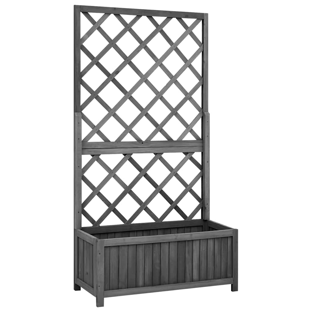 vidaXL Jardinera con enrejado negro 70x30x135 cm madera maciza de abeto