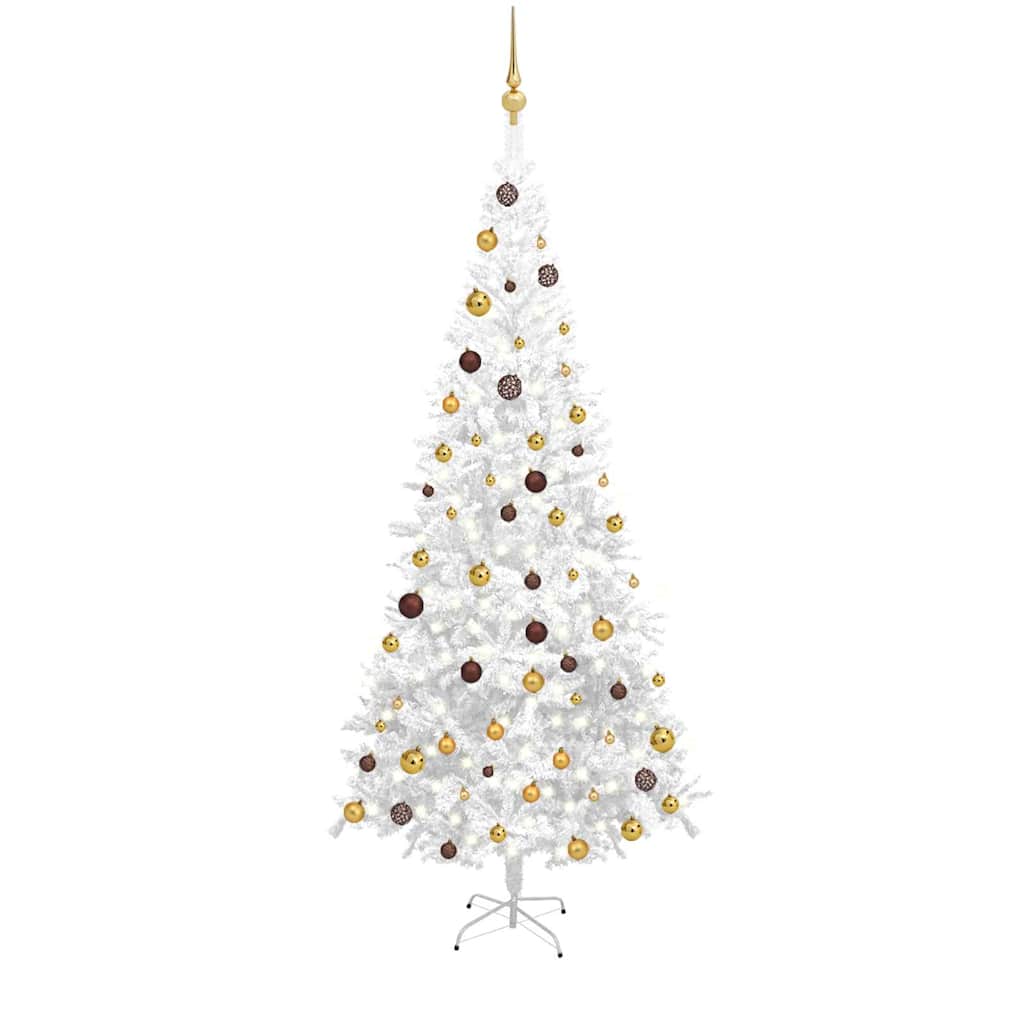 vidaXL Árbol de Navidad artificial con luces y bolas blanco 240 cm