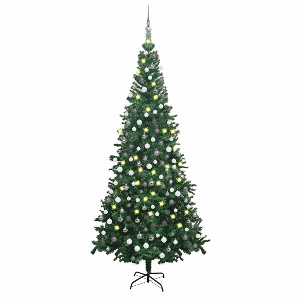 vidaXL Árbol de Navidad artificial con luces y bolas verde 240 cm