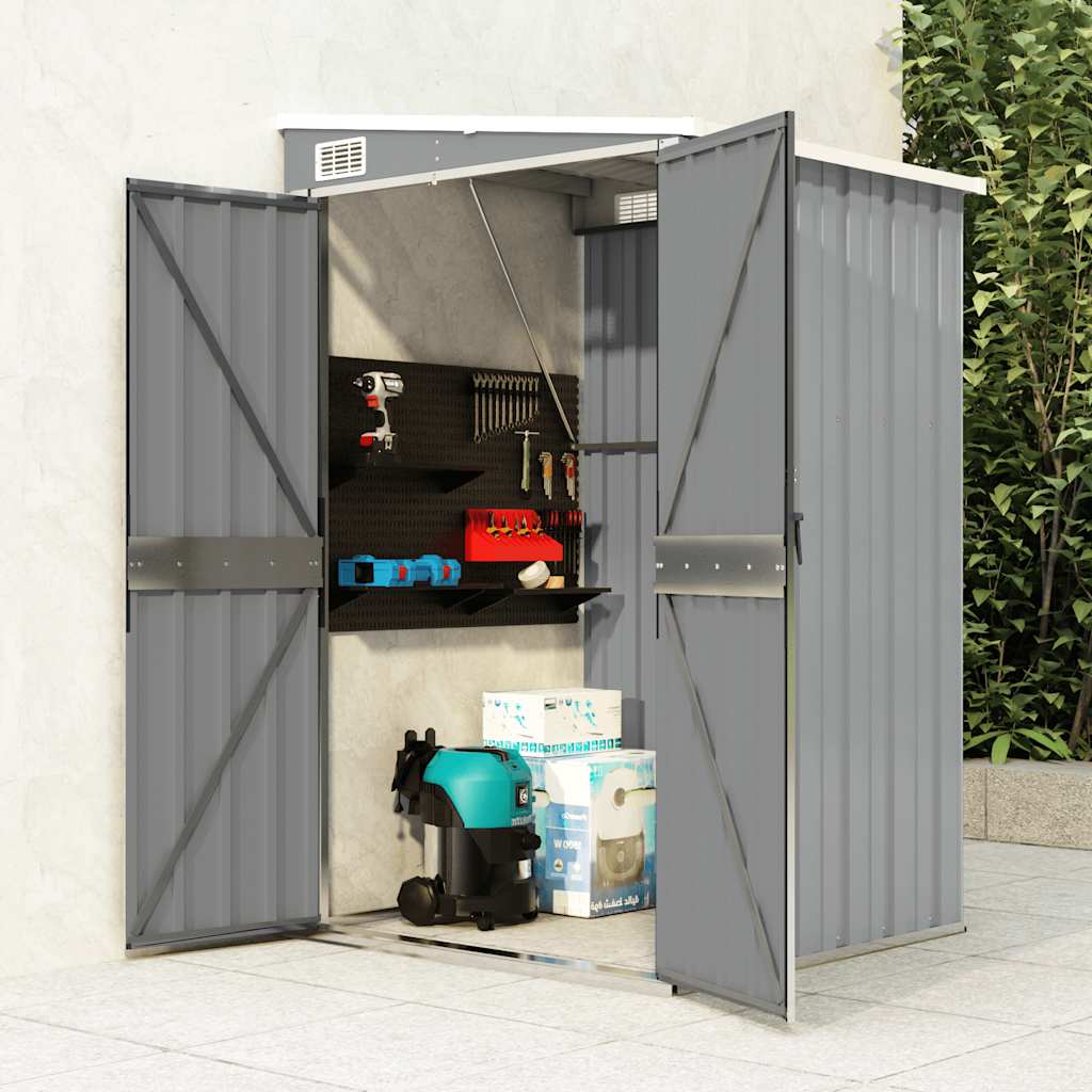 vidaXL Cobertizo de jardín pared acero galvanizado gris 118x100x178 cm