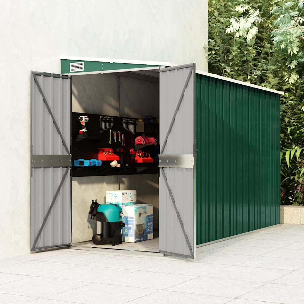 vidaXL Cobertizo de jardín pared acero galvanizado verde 118x288x178cm