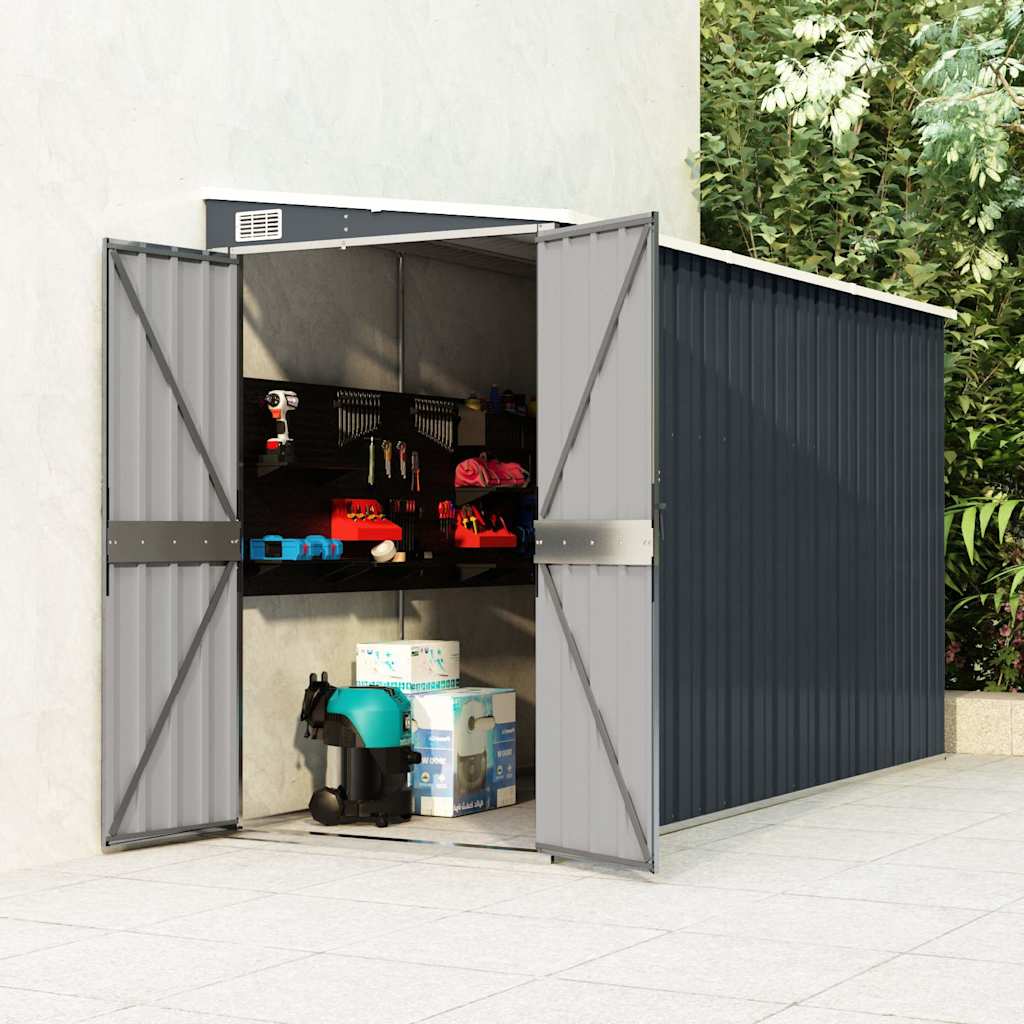vidaXL Cobertizo de jardín de pared acero galvanizado 118x288x178 cm