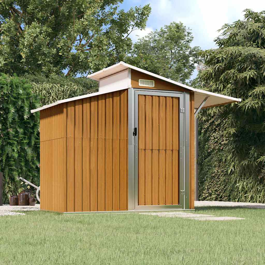 vidaXL Cobertizo de jardín acero galvanizado marrón 270x130x208,5 cm